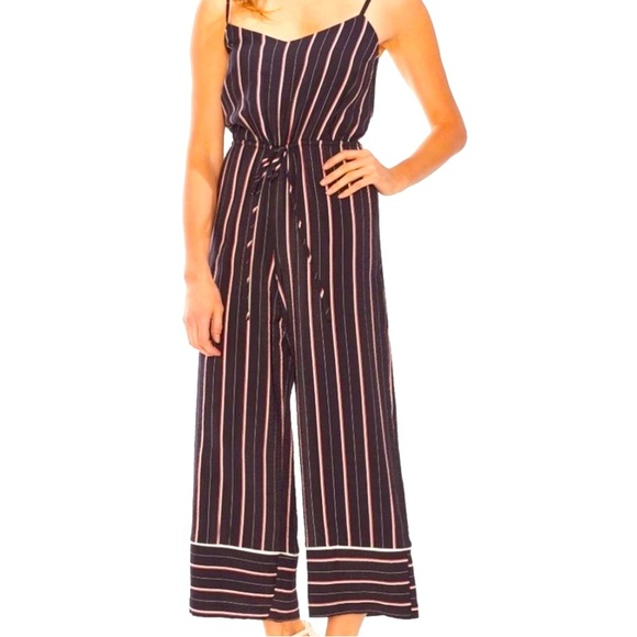 Vince Camuto Pants - VINCE Camuto Striped Wide Leg Jumpsuit, Black , Size L